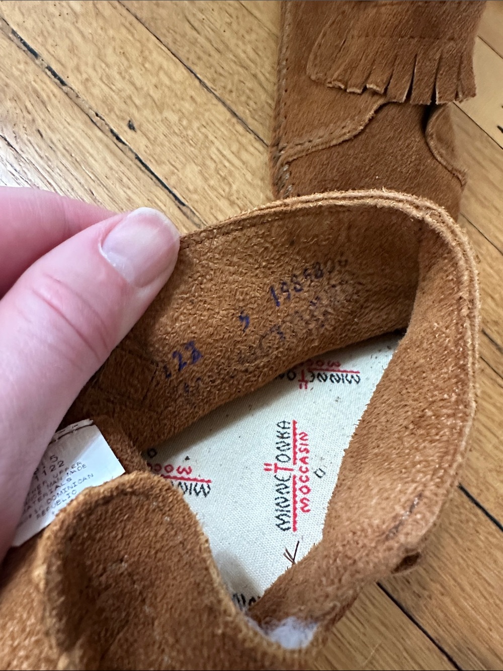 Kids Brown Suede Fringe Minnetonka Moccasins - Picture 5 of 5